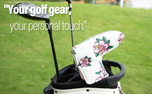 Golf Putter Cover Blade Putter Headcover Azalea Embroidery Golf Club Covers Leather Golf Blade Putter Cover with Magnetic Fit Most Brand in Saudi Arabia