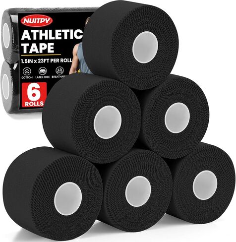 8 Pack Athletic Tape ، شريط رياضي أبيض ، شريط معصم مفعم بالدموع ، أشرطة التصاق قوية للملاكمة ، الجمباز ، الهوكي ، كرة القدم ، اللاكروس والإسعافات الأولية (1.5 بوصة × 184 قدم) in Kuwait