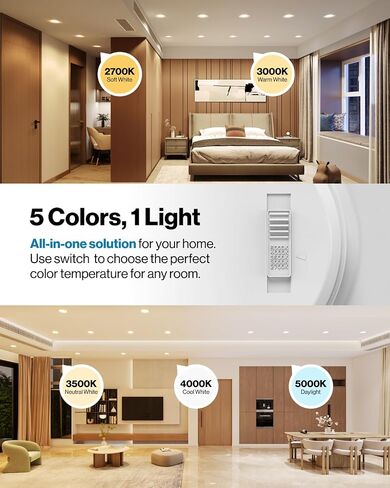 SUNCO 6 بوصة LED LED LED ، يمكن أن يصود ضوء التحديثية للأضواء للسقف ، تقليم الحواجز ، 1050 LM ، 13W (75W ما يعادلها) ، 5000K ضوء النهار ، قابلة للذات ، حزمة UL 4 مصنفة رطبة. in Kuwait