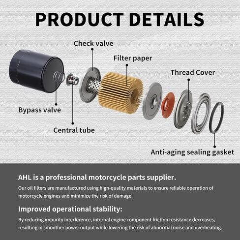 AHL 2 pack 145 Oil Filter Compatible with Yamaha XVS1100 V-Star Custom 1100 2002-2009 XVS1100 V-Star Classic 1100 1999-2009 XV250 Virago 250 1995-2009 in Saudi Arabia