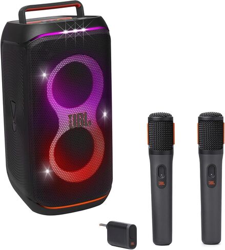 JBL PartyBox Club 120 Powerful Portable Bluetooth Party Speaker with Dynamic Light Show-Black with JBLPBWIRELESSMICAM Two Digital Wireless Microphones Designed for use with The PartyBox Speakers in Saudi Arabia