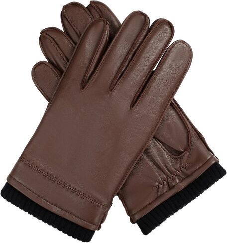 FIORETTO Men's Chrome free Leather Driving Gloves Touchscreen Warm Cashmere Wool Lined Sheepskin Winter Gloves M24002 in Saudi Arabia