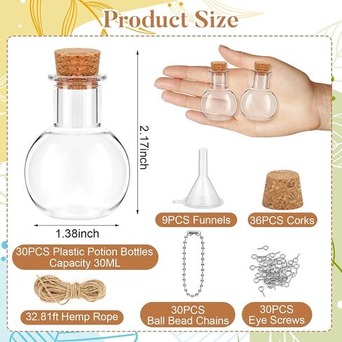 10 Packs Mini Plastic Bottles with Corks Clear Small Plastic Bottles for Birthday Baby Shower Wedding DIY Crafts Party Halloween Decoration Present in Kuwait
