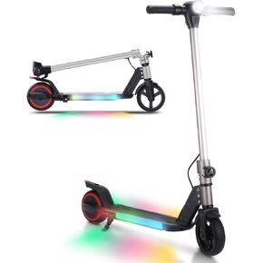 BIIST Foldable Electric Scooter for Kids, with LED Front Head Lights, Bar Lights, Shining Pedal Lights, LED Display, Dual Brakes 150W Motor Kids Electric Scooter， UL2272 Approved in Saudi Arabia