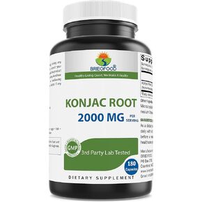 Brieofood Konjac Root Glucomannan 2000 mg per Serving - 180 Vegetarian Capsules in Kuwait