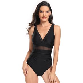 Women's One Piece Swimsuit Bathing Suit Sexy Mesh Tummy Control Swimwear in Saudi Arabia