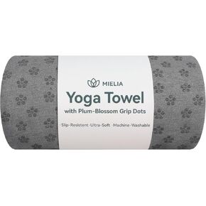 MIELIA Hot Yoga Towel Non Slip,Yoga Mat Towel with Grip Dots - Super Absorbent Microfiber Sweat Towel for Hot Yoga & Pilates, 72" x 24.5", Gray in Saudi Arabia
