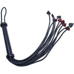 Hand-Woven Equestrian Training Whip Bullwhip RidingCrop Whith Nine-Heart-Tassels Eco-Leather 35 Inch Black&Red in Kuwait