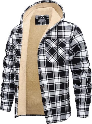 Magnivit Mens Flannel Jacket Sherpa Fleece مبطنة من السترات المنقوشة قميصًا سميكًا لزرًا زواجًا فانيلا من القطن القطن in Saudi Arabia