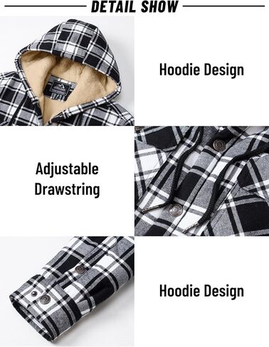 Magnivit Mens Flannel Jacket Sherpa Fleece مبطنة من السترات المنقوشة قميصًا سميكًا لزرًا زواجًا فانيلا من القطن القطن in Saudi Arabia