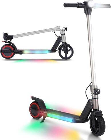 BIIST Foldable Electric Scooter for Kids, with LED Front Head Lights, Bar Lights, Shining Pedal Lights, LED Display, Dual Brakes 150W Motor Kids Electric Scooter， UL2272 Approved in Saudi Arabia