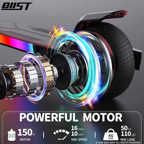 BIIST Foldable Electric Scooter for Kids, with LED Front Head Lights, Bar Lights, Shining Pedal Lights, LED Display, Dual Brakes 150W Motor Kids Electric Scooter， UL2272 Approved in Saudi Arabia