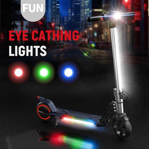BIIST Foldable Electric Scooter for Kids, with LED Front Head Lights, Bar Lights, Shining Pedal Lights, LED Display, Dual Brakes 150W Motor Kids Electric Scooter， UL2272 Approved in Saudi Arabia