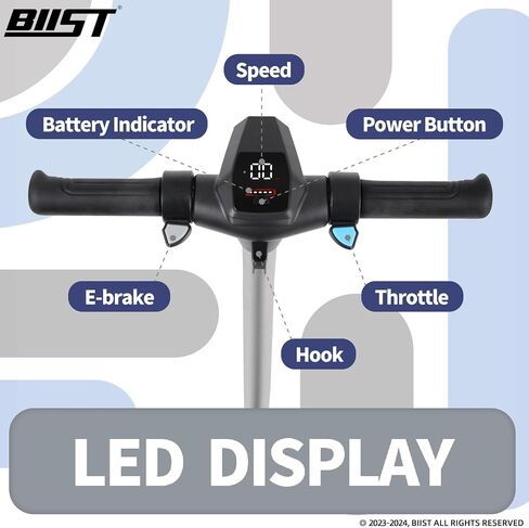 BIIST Foldable Electric Scooter for Kids, with LED Front Head Lights, Bar Lights, Shining Pedal Lights, LED Display, Dual Brakes 150W Motor Kids Electric Scooter， UL2272 Approved in Saudi Arabia
