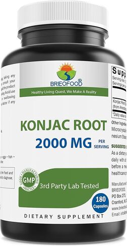Brieofood Konjac Root Glucomannan 2000 mg per Serving - 180 Vegetarian Capsules in Kuwait