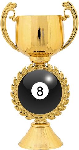 Billiards 8 Ball Gold Cup Trophy, 6 1/2" Custom Billiards 8 Ball Award Trophy, Engraving Included in Saudi Arabia
