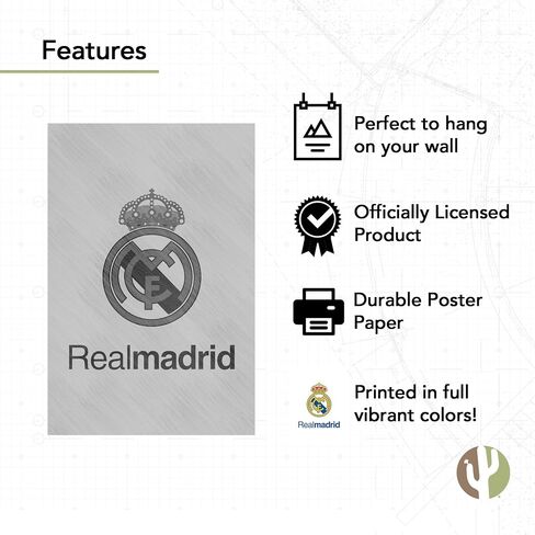 ملصق Desert Cactus Real Madrid FC، لوس بلانكوس مدريديستاس لكرة القدم، مقاس 11 × 17 بوصة، ديكور غرفة المكتب، معدات المعجبين الرسمية (11 × 17 بوصة، الإصدار أ) in Saudi Arabia
