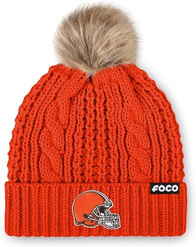 FOCO Cleveland Browns NFL Womens Faux Fur Pom Beanie Team Color in Saudi Arabia