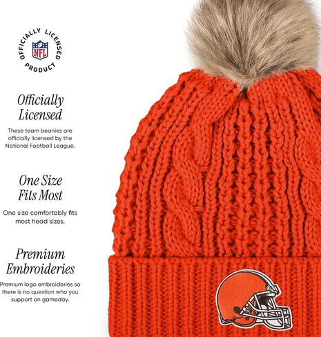 FOCO Cleveland Browns NFL Womens Faux Fur Pom Beanie Team Color in Saudi Arabia