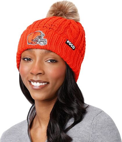 FOCO Cleveland Browns NFL Womens Faux Fur Pom Beanie Team Color in Saudi Arabia