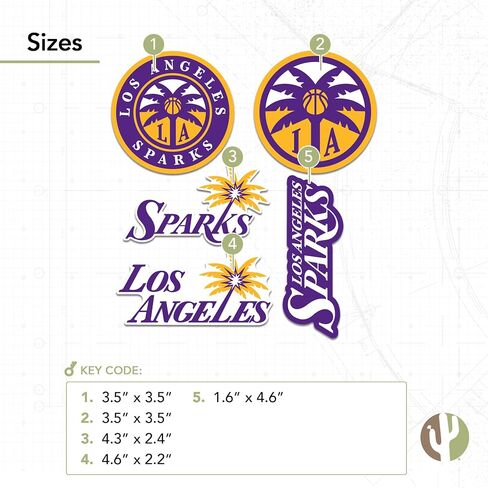 Desert Cactus Los Angeles Sparks Sticker WNBA LA Women's National Basketball Association Officially Licensed Vinyl Decal Laptop Water Bottle Car Scrapbook Sheet (Type 2) in Saudi Arabia