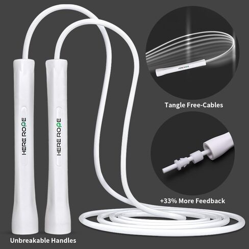 حبل القفز PVC قابل للتعديل 5 مم من HEREROPE للياقة البدنية، حبل القفز المتين مع مقابض غير قابلة للكسر، حبال القفز غير القابلة للثني للرجال والنساء للتدريب الداخلي والخارجي in Kuwait