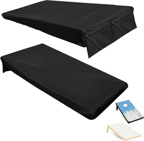 Cornhole Board Covers, 2 Set Cornhole Covers for 4' x 2' Regulation Size Boards, with Bag for Storing Cornhole Bags, Cornhole Accessories - All Weather Protection, Black in Kuwait