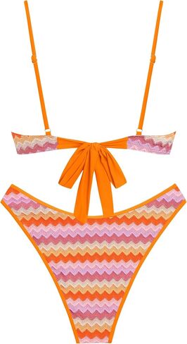 ZAFUL المرأة عالية قطع بيكيني مجموعات سلسلة مثير ملابس السباحة قطعتين Underwire ثوب السباحة البرازيلي صفيق قطع ملابس السباحة لطيف برتقالي-جديد L in Kuwait