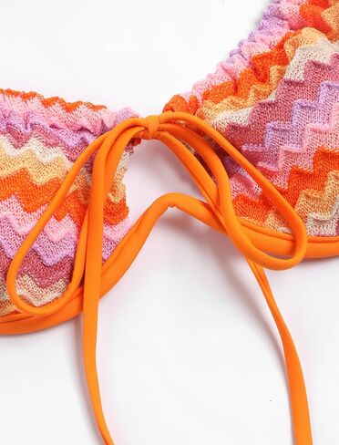 ZAFUL المرأة عالية قطع بيكيني مجموعات سلسلة مثير ملابس السباحة قطعتين Underwire ثوب السباحة البرازيلي صفيق قطع ملابس السباحة لطيف برتقالي-جديد L in Kuwait