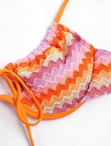ZAFUL المرأة عالية قطع بيكيني مجموعات سلسلة مثير ملابس السباحة قطعتين Underwire ثوب السباحة البرازيلي صفيق قطع ملابس السباحة لطيف برتقالي-جديد L in Kuwait