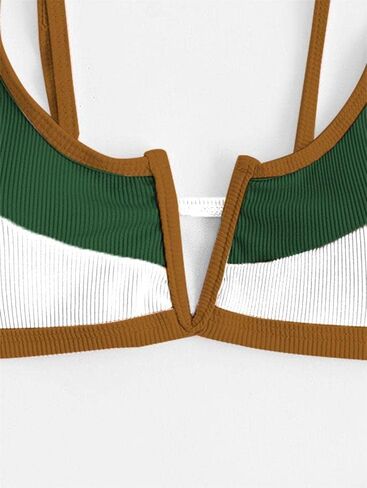 Stylish Color-Block Bikini Set for Beach Days - Comfortable Fit, Trendy Design, Perfect for Summer Vacations in Saudi Arabia