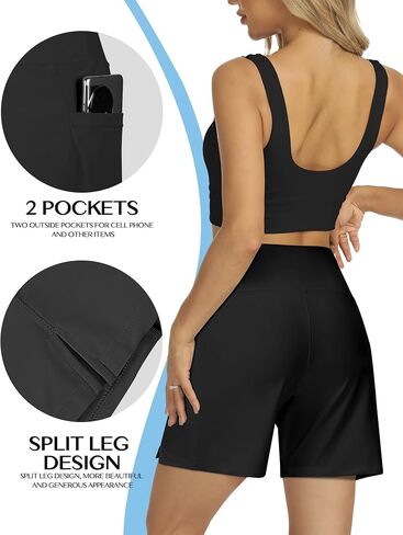 Mens Swim Trunks Quick Dry Beach Shorts Stretch Swimming Trunks Shorts with Mesh Lining Pockets Black in Saudi Arabia