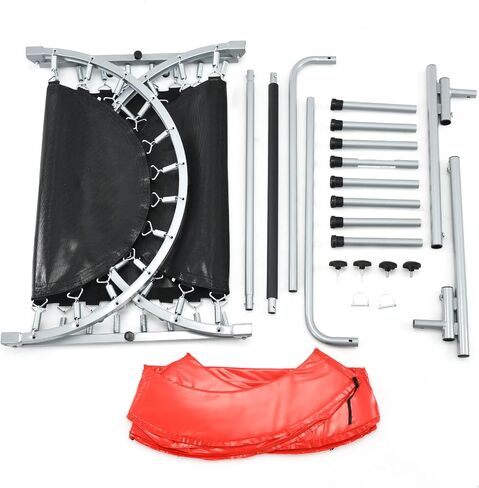Giantex Mini Trampoline, 2 Persons Foldable Fitness Trampoline w/ 5 Levels Height Adjustable Handle, Max Load 330LBS, Indoor Oval Rebounder Exercise Trampoline for Adult, Kid, Enjoy Parent-child Time in Saudi Arabia