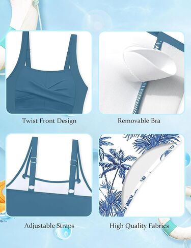 Girls Swimsuit 2 Piece Twist Cross Girls Tankini Swimsuit Color Block Ruched Bathing Suit Printed Swimwear for 9-16Y in Saudi Arabia