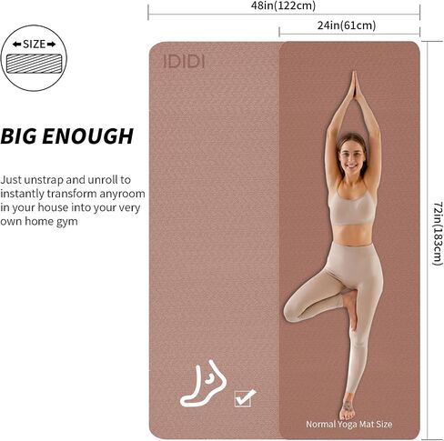 Large Yoga Mat (6'x 4') - Extra Long and Wide 72 x 48 inches, Non-Slip POE Fitness Mat, Eco-Friendly, Thick Wide Exercise Mat for Home Workouts,Ideal for Yoga and Pilates. in Saudi Arabia