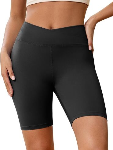 Crossover Biker Shorts for Women Criss Cross High Waisted Active Yoga Workout Gym Shorts in Saudi Arabia