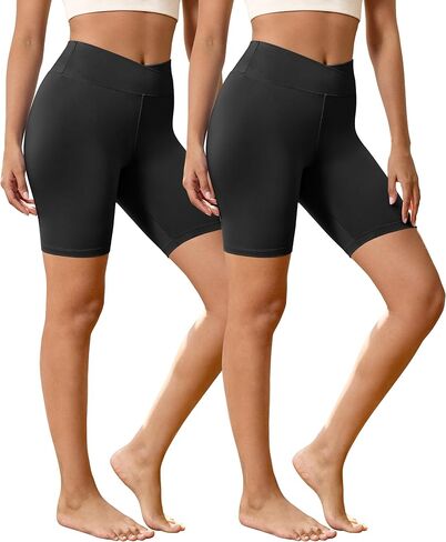 Crossover Biker Shorts for Women Criss Cross High Waisted Active Yoga Workout Gym Shorts in Saudi Arabia