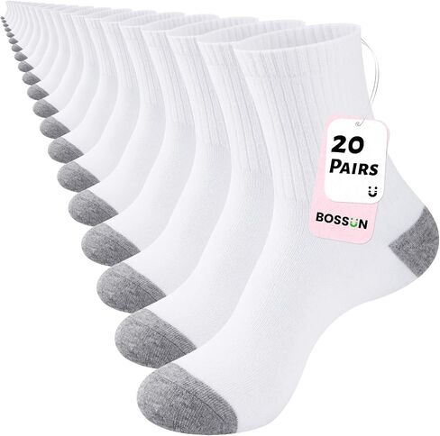 20 Pairs Cotton Crew Socks for Women Socks Women Size 5-9/9-11, Breathable Thin Athletic Socks In Bulk in Saudi Arabia