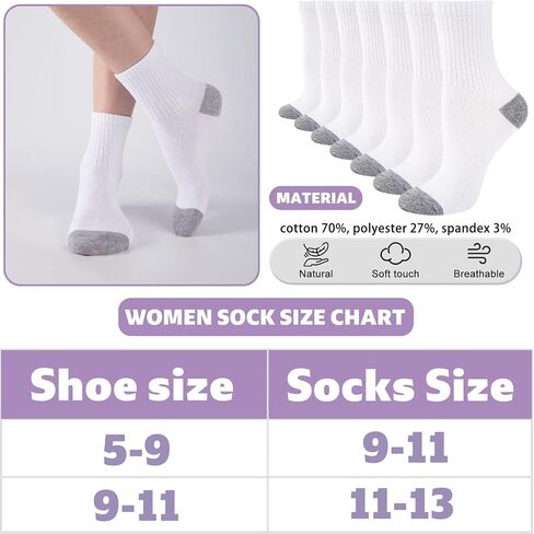 20 Pairs Cotton Crew Socks for Women Socks Women Size 5-9/9-11, Breathable Thin Athletic Socks In Bulk in Saudi Arabia