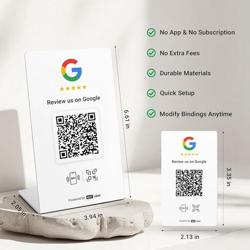 حامل مراجعة HotLabel 3 عبوات + بطاقة Tap Review الإضافية 3 عبوات + لتعزيز مراجعات الأعمال + أبيض + NFC Tap ورمز الاستجابة السريعة + يدعم متجرين مختلفين أو نفس المتجر + لا يوجد تطبيق/لا اشتراك in Kuwait