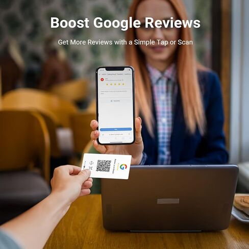 حامل مراجعة HotLabel 3 عبوات + بطاقة Tap Review الإضافية 3 عبوات + لتعزيز مراجعات الأعمال + أبيض + NFC Tap ورمز الاستجابة السريعة + يدعم متجرين مختلفين أو نفس المتجر + لا يوجد تطبيق/لا اشتراك in Kuwait
