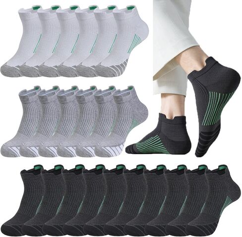 10-20 Pairs Athletic Ankle Socks for Men Breathable Low Cut Running Socks Cushioned Moisture Wicking for Sport Traveling in Saudi Arabia