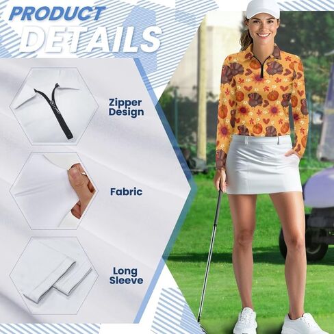قمصان جولف بولو للسيدات، قمصان رياضية بأكمام طويلة وسحاب ربعي، قمصان تنس، مقاس XS-XXL in Kuwait