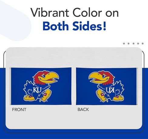 علم مطبوع من Kansas Jayhawks College Sports - مرخص من الرابطة الوطنية لرياضة الجامعات (NCAA) - نايلون - لافتة مدرسية (أزرق) (3 × 5 بوصات) in Kuwait