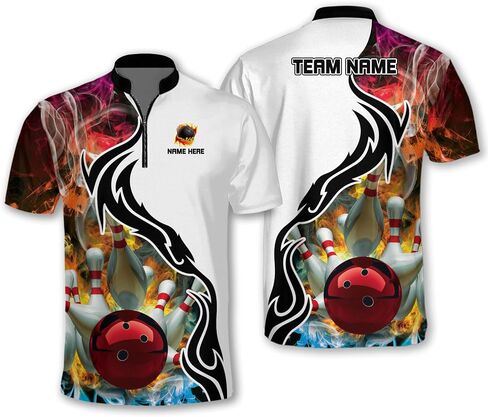 LASFOUR Personalized 3D Bowling Jersey Shirts, Custom Bowling Shirts Unisex for Men and Women, Bowling Shirts for Men Team in Saudi Arabia