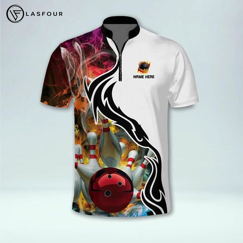 LASFOUR Personalized 3D Bowling Jersey Shirts, Custom Bowling Shirts Unisex for Men and Women, Bowling Shirts for Men Team in Saudi Arabia