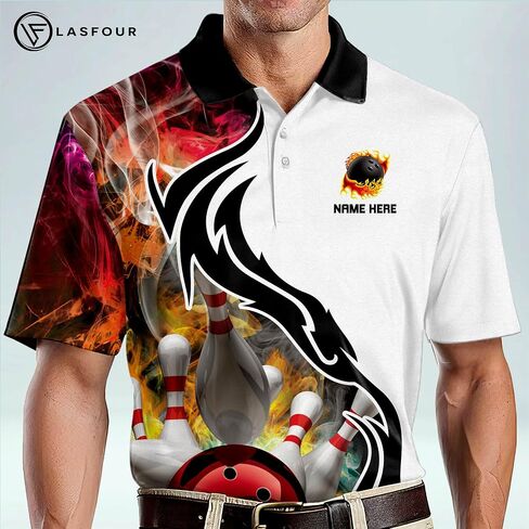 LASFOUR Personalized 3D Bowling Jersey Shirts, Custom Bowling Shirts Unisex for Men and Women, Bowling Shirts for Men Team in Saudi Arabia