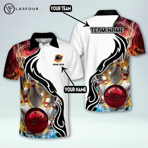 LASFOUR Personalized 3D Bowling Jersey Shirts, Custom Bowling Shirts Unisex for Men and Women, Bowling Shirts for Men Team in Saudi Arabia
