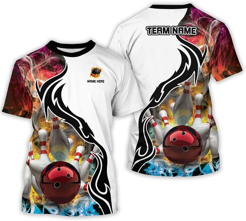 LASFOUR Personalized 3D Bowling Jersey Shirts, Custom Bowling Shirts Unisex for Men and Women, Bowling Shirts for Men Team in Saudi Arabia