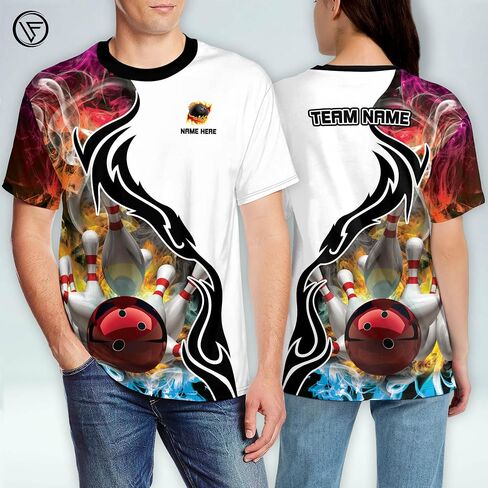 LASFOUR Personalized 3D Bowling Jersey Shirts, Custom Bowling Shirts Unisex for Men and Women, Bowling Shirts for Men Team in Saudi Arabia